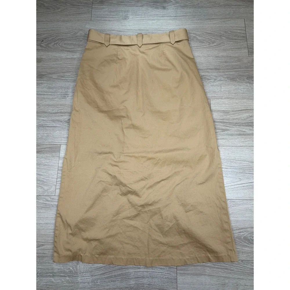 Spartina 449 Tan Trench Midi Skirt Belted‎ Double Breasted Khaki Size 8